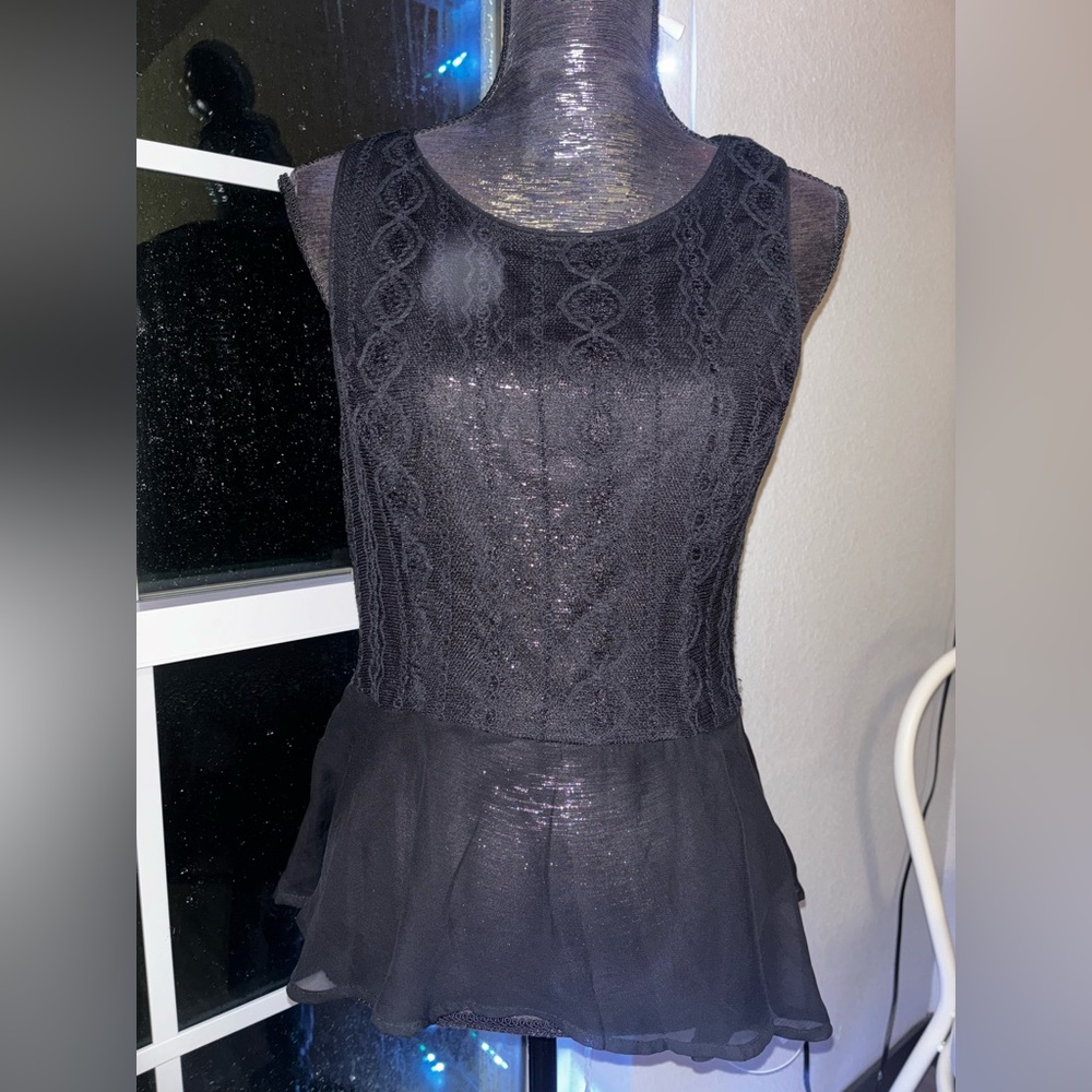 Elegant Black Lace Peplum Top